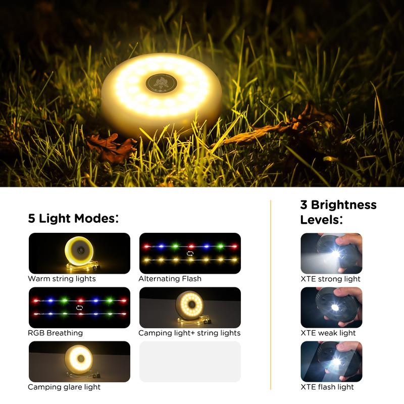 OGERY 32.8 FT Retractable String Lights for Halloween Holiday Christmas Decoration, 4 in 1 Rechargeable Outdoor Camping String light with 8 Lighting Modes