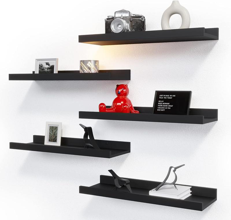 5 Set Floating Wall Mounted Shelves | Black