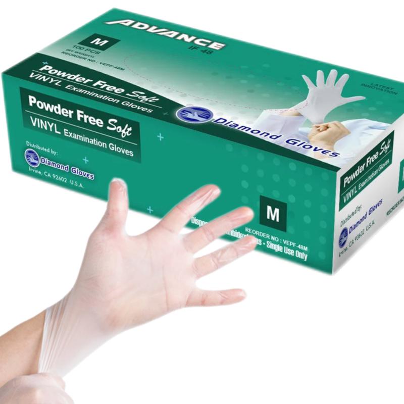 Diamond Clear Vinyl Disposable Gloves - Latex-Free & Powder-Free Cleaning Food Gloves Hand Household Kitchen 100-ct