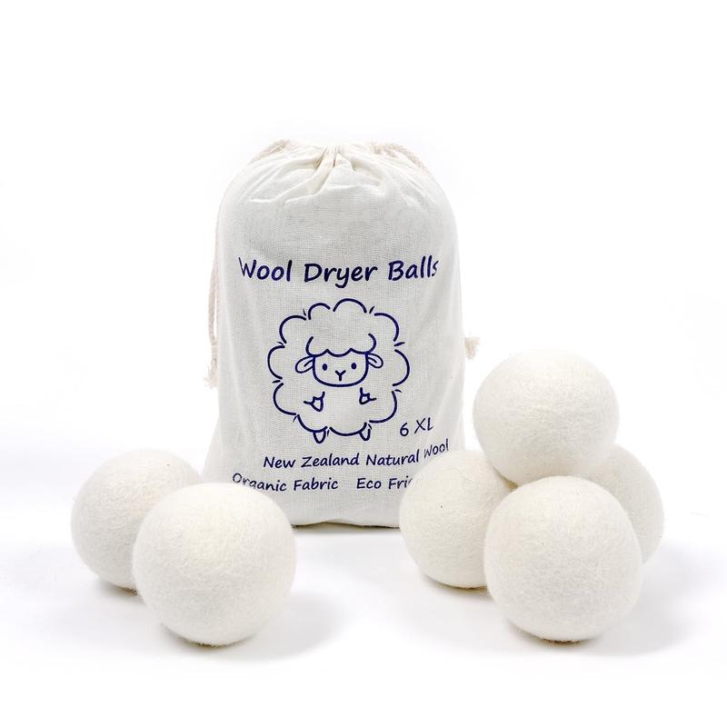 Wool Dryer Balls Handmade 6 Pack XL,organic wool dryer balls laundry reusable 1000 Loads, Natural New Zealand Wool Fabric Softener-anti static laundry,Reduces Drying Time, Safe &Odorless White