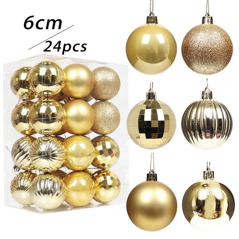 Christmas Ball Ornament, 24pcs box Shatterproof Matte Glitter Ornament, Christmas Balls for Christmas Tree Pendants Decorations