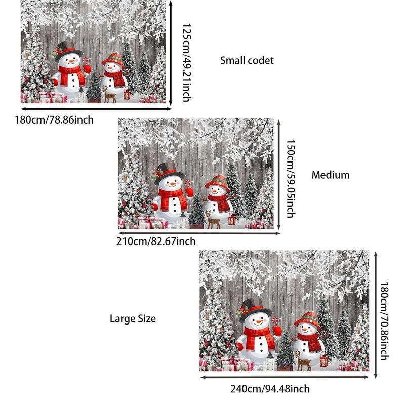 Snowman & Christmas Tree Pattern Photography Backdrop, 1 Count Christmas Backdrop, Winter Christmas Party Decoration Banner, Festive & Party Supplies