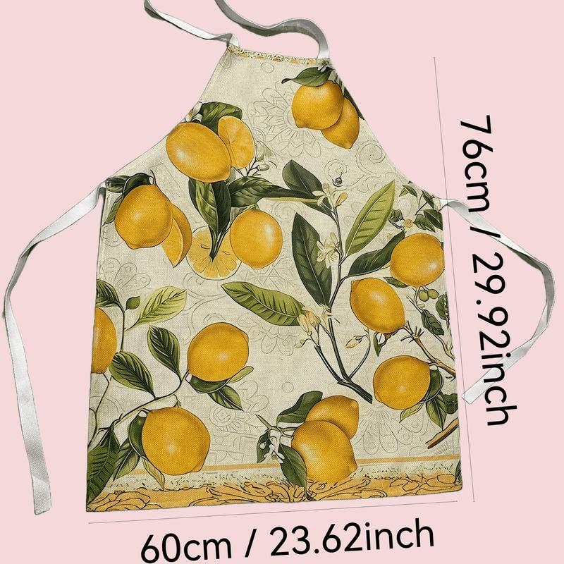 Chicken Lemon Pattern Apron, 1 Count Colorful Sleeveless Kitchen Apron, Easy Cleaning Apron for Home Cooking, Kitchen Wear, and Cooking Enthusiasts