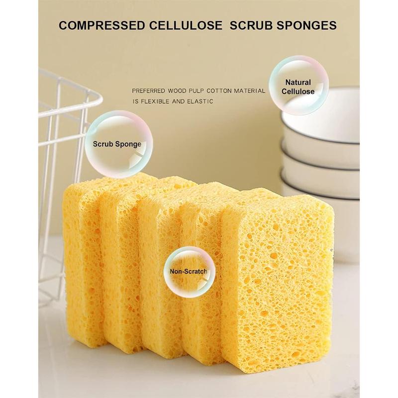 Cleaning Scrub Sponge- Compressed Cellulose Sponges Non-Scratch Natural Sponge for Kitchen Bathroom Cars, Funny Cut-Outs DIY