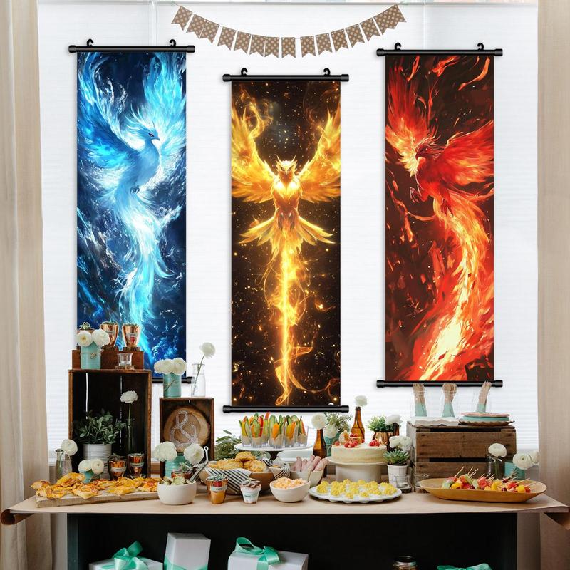 Creative Phoenix Pattern Wall Tapestry, 3 Counts set Modern Art Wall Decor, Wall Hanging Decor for Home Living Room Bedroom