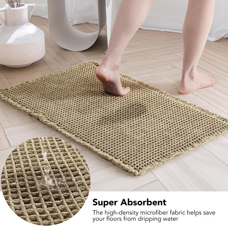 Deconovo Upgraded Waffle Rugs - Super Absorbent, Non-Slip, Machine Washable Bath Mats for Bathroom, Hallway, Kitchen, Bedroom, and Entryway