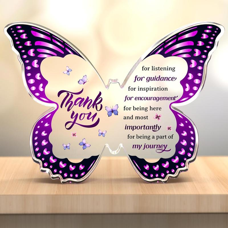 Butterfly Shaped Acrylic Plaque, 1 Count Creative Desktop Ornament, Thank You Gift for Colleagues, Boss, Teachers