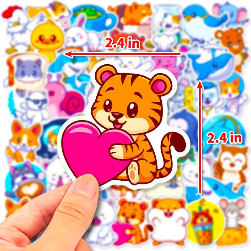 50pcs Cartoon Animal Series Graffiti Stickers for Waterproof Decorative Stickers, Waterproof Sticker Pack for Wall Water Bottle Skateboard Helmet Car Bike Luggage Laptop