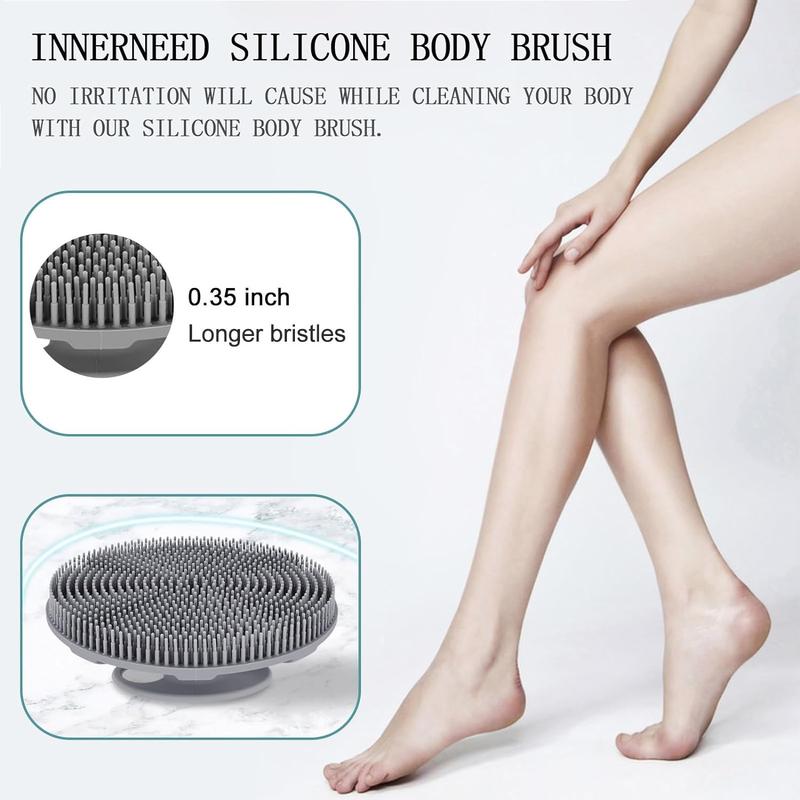 Hanging Food-Grade Silicone Body Scrubber Black & Gray Handheld Shower Brush Exfoliating Skin Brush for Lathering & Cleansing! Accessories Sponges