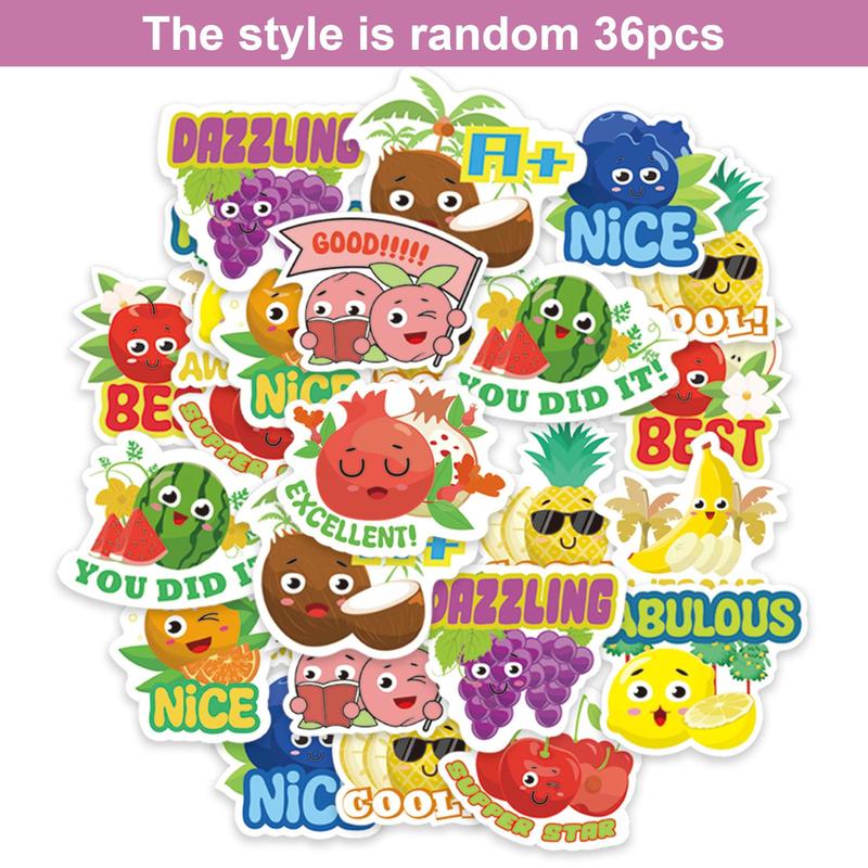 Fruit Pattern Scratch Sticker, 36pcs set Cute Creative Fun Fruit Sticker, Decorative Sticker for Classroom Home School