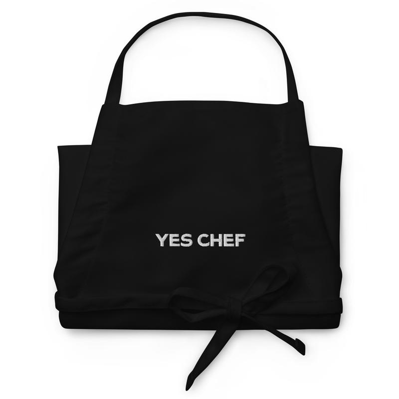 Yes Chef Embroidered Apron in Black | The Bear FX with Two Front Pockets for your Kitchen Accessory Adjustable Cotton Stylish and Trendy Apron | The Bear Season 3