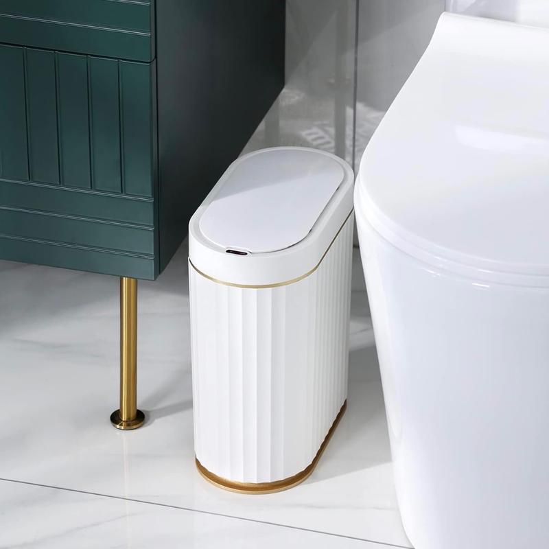 ELPHECO Automatic Motion Sensor Trash Can - 2 Gallon White with Gold Trim - NWT