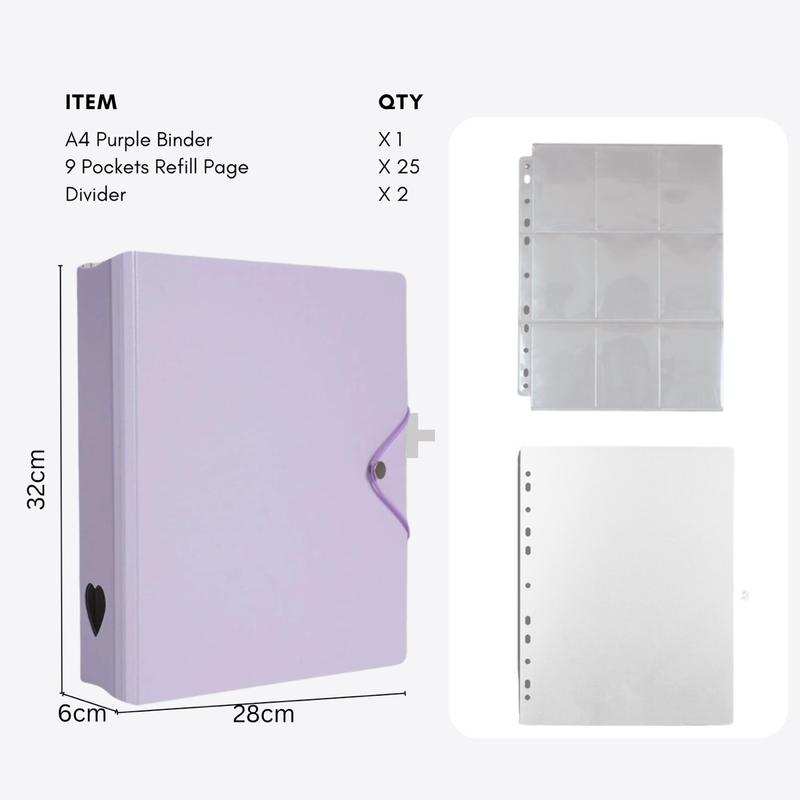 A5 A4 D-Ring Album Photo Holder with White Hard Cover and 9 Pockets - Decor