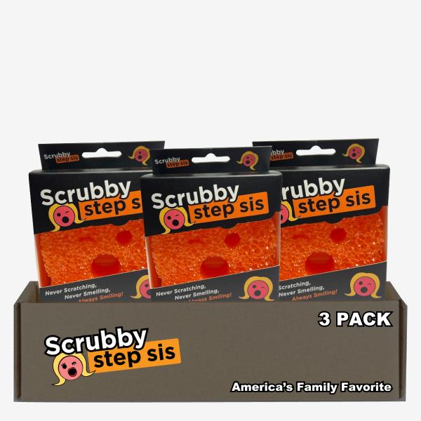 Scrubby Step Sis 3 Pack: The Ultimate Sponge & Scour Pad Combo! Your Kitchen's Best Companion for Utensil Cleaning, Pots, Pans, and Stainless Surfaces. Perfect for Dishes, Grime, and Tough Messes! Get Your Home Sparkling Clean!