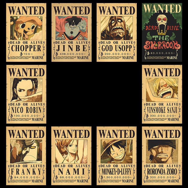 Anime O-P Wanted Poster Straw Hat Pirates Wanted Posters Set