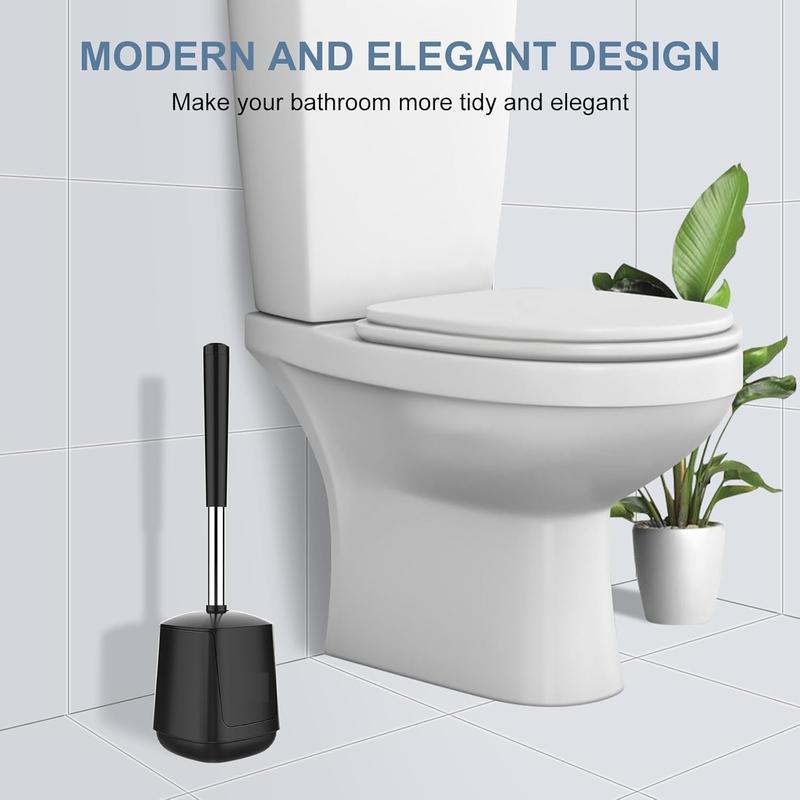 Toilet Brush and Holder, Automatic Toilet Bowl Brushes for Bathroom Ventilated Toilet Brush for Toilet Scrubber Cleaning-Black