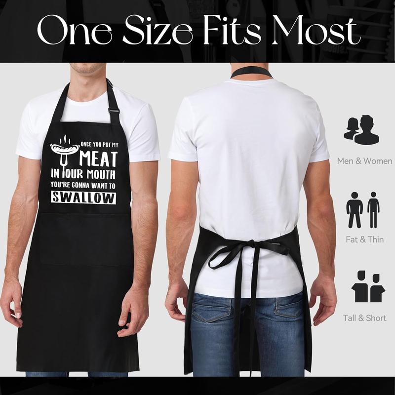 Funny Aprons for Men, Men's Funny Chef Cooking Grilling BBQ Apron with 3 Pockets, Father's Day Birthday Gifts for Dad Husband Boyfriend