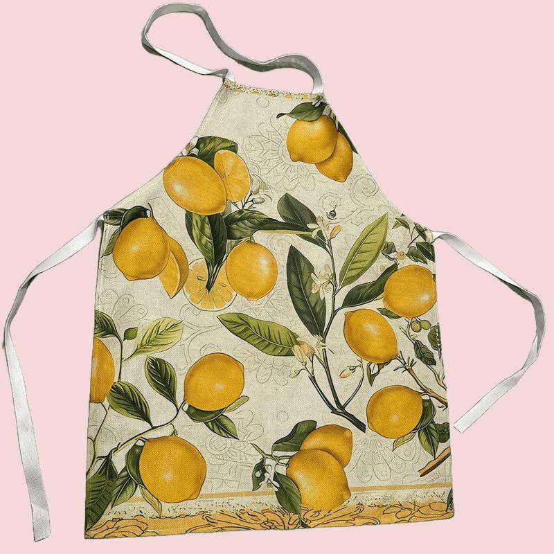 Chicken Lemon Pattern Apron, 1 Count Colorful Sleeveless Kitchen Apron, Easy Cleaning Apron for Home Cooking, Kitchen Wear, and Cooking Enthusiasts