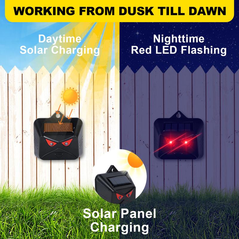 Mowothy Solar Nocturnal Animal Repeller 4 Pack - Effective Repellent Device for Coyote, Deer, Fox, Raccoon, Skunk - Powerful Outdoor Coyote Deterrent - Predator Lights for Chicken Coop, Farm, Yard, Garden