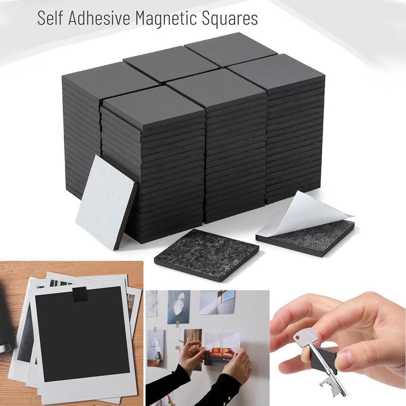 Self Adhesive Magnetic Squares, 100pcs set Mini Square Magnet, Multifunctional Small Peel Magnet, Flexible Magnet for Notes and Photos