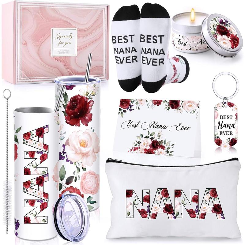 Nana Gifts, Christmas Gifts for Nana, Nana Gifts from Grandkids Granddaughter Grandson, Nana Gifts Basket, Best Nana Ever, Birthday Gifts for Nana, Grandmother, Grandma, Nana Flower Tumbler