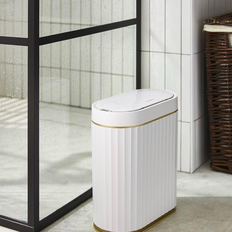 ELPHECO Automatic Motion Sensor Trash Can - 2 Gallon White with Gold Trim - NWT