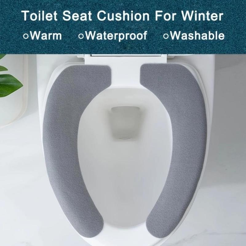 Waterproof Warm Toilet Seat Cushion, 1 Count Non-slip Toilet Seat Cover Pad, Soft Washable Cushion Cover Mat, Bathroom Accessories