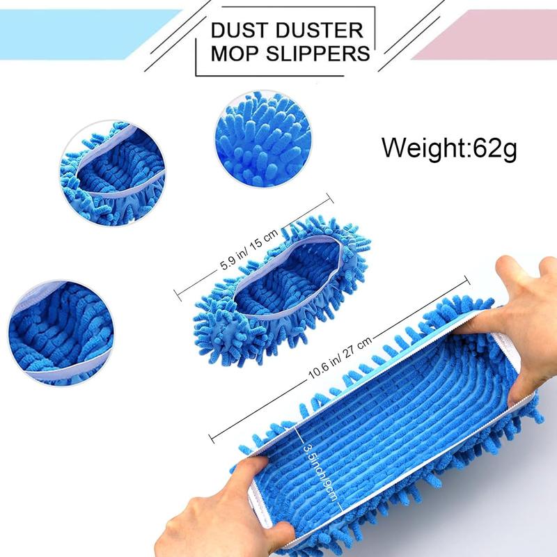 3 Pairs 6 PCS Mop Slippers for Floor Cleaning Supplies Microfiber Mopping Slippers Washable Reusable Mop Socks Mop Shoes Microfiber Foot Socks