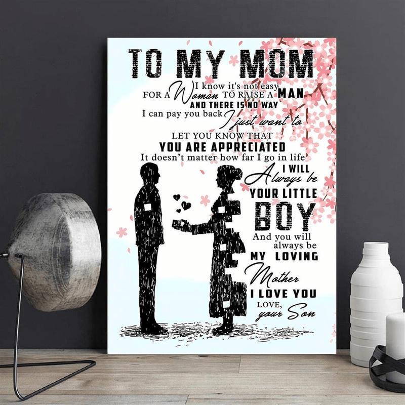 Unframed To My Mom From Your Little Boy Poster Printed Painting, Inspirational Quote Son To Mom Wall Art Picture, Ideal Gift for Hanging Decor, Any Occasions, Mother's Day