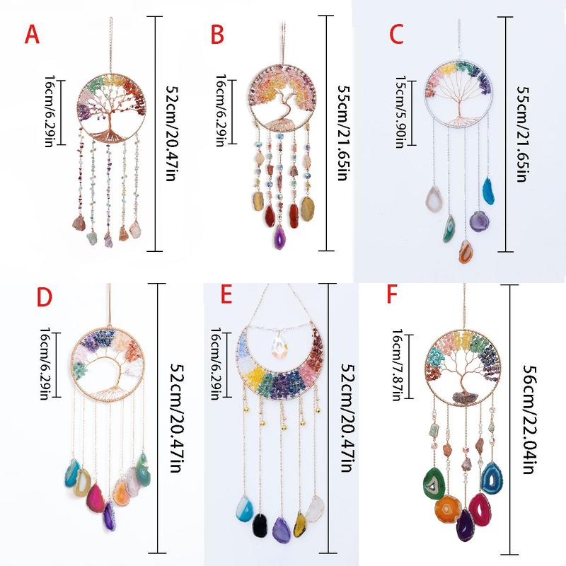 Colorful Tree Of Life Design Dream Catcher, 1 Count Hanging Decoration, Sun Catcher, Home Garden Window Decoration Dream Catcher, Holiday Gift