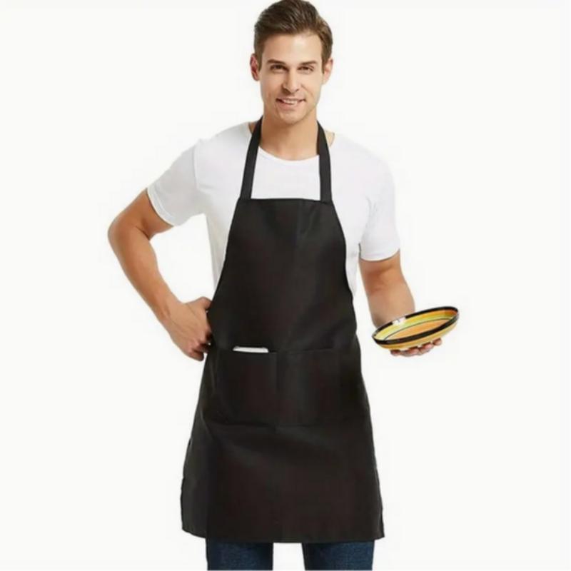 Solid Color Apron with 2 Large Pocket, 4 Counts Durable Multifunctional Kitchen Apron, Household Apron for Cooking, Baking, Cleaning, Gardening