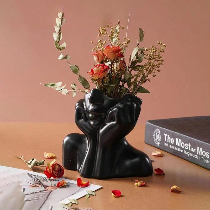 Face Design Ceramic Vase, Home Decor Flower Vase For Home Decor, Room Decor, Summer Decor 2024