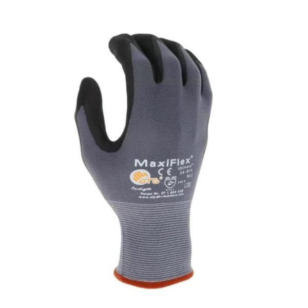 Maxi Flex Ultimate 34874 Foam Nitrile Work Gloves - 12 Pairs for Cleaning & Durability, Enhanced PIP Protection