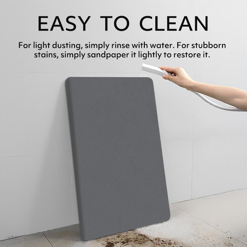 Stone Bath Mat Diatomaceous Earth Shower Mat Stone Super Absorbent Diatomite Stone Bath Mats for Bathroom Quick-Drying Non-Slip Barhroom Floor Mat, Easy to Clean (24 * 16'')