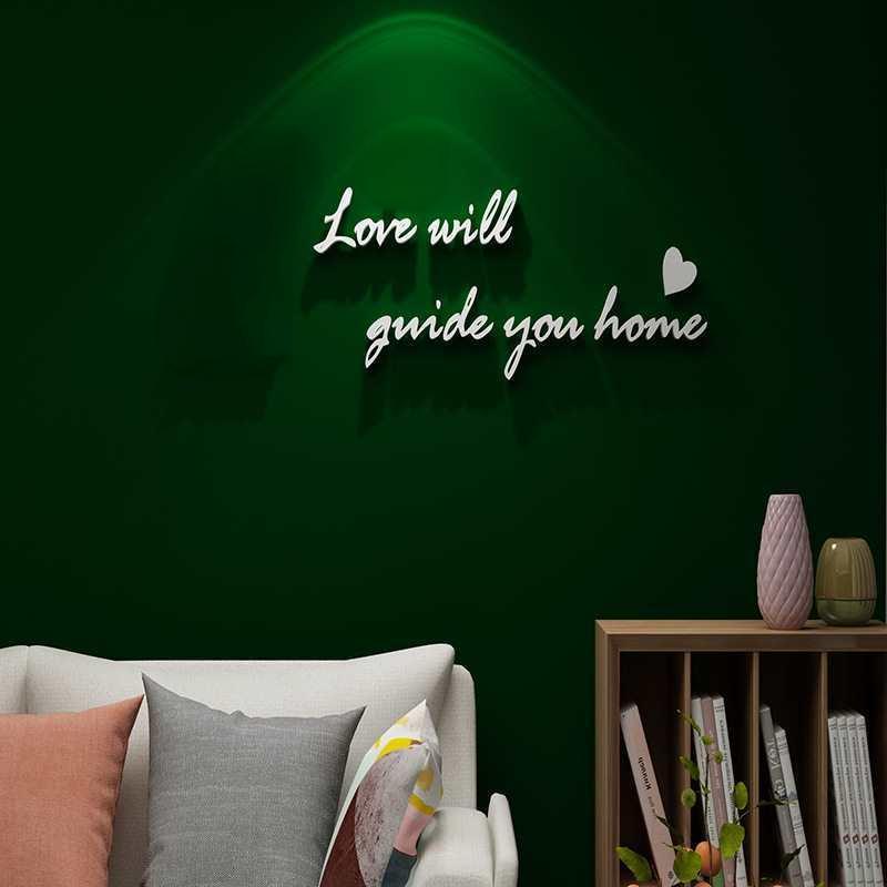 Love Will Guide You Home Letter Pattern Wall Sticker, 1 Count 3D Self Adhesive Wall Decal, Decorative Sticker for Home Living Room Bedroom