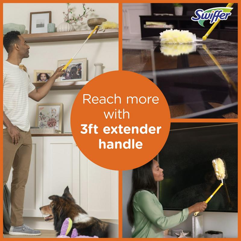 Swiffer Dusters Heavy Duty 3 ft Extendable Handle Dusting Kit (1 Duster, 3 Refills) (PREESHIP)