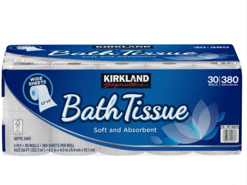 Kirkland Signature Bath Tissue, 2-Ply, 380 Sheets, 30 Rolls, New.