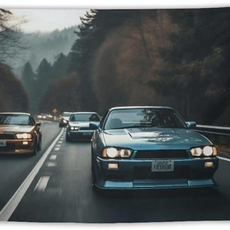 Jdm Car R34 60*51Tapestry Aesthetic Wall Hanging Decoration Home Living Bedroom Dorm Wall Art Tapestries Classic Retro Gallop Race