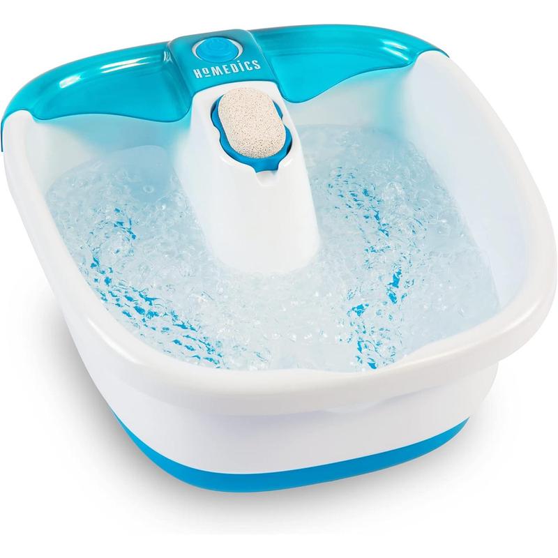 Homedics Bubble Mate Foot Spa, Toe Touch Controlled Foot Bath with Invigorating Bubbles and Splash Proof, Raised Massage nodes and Removable Pumice Stone