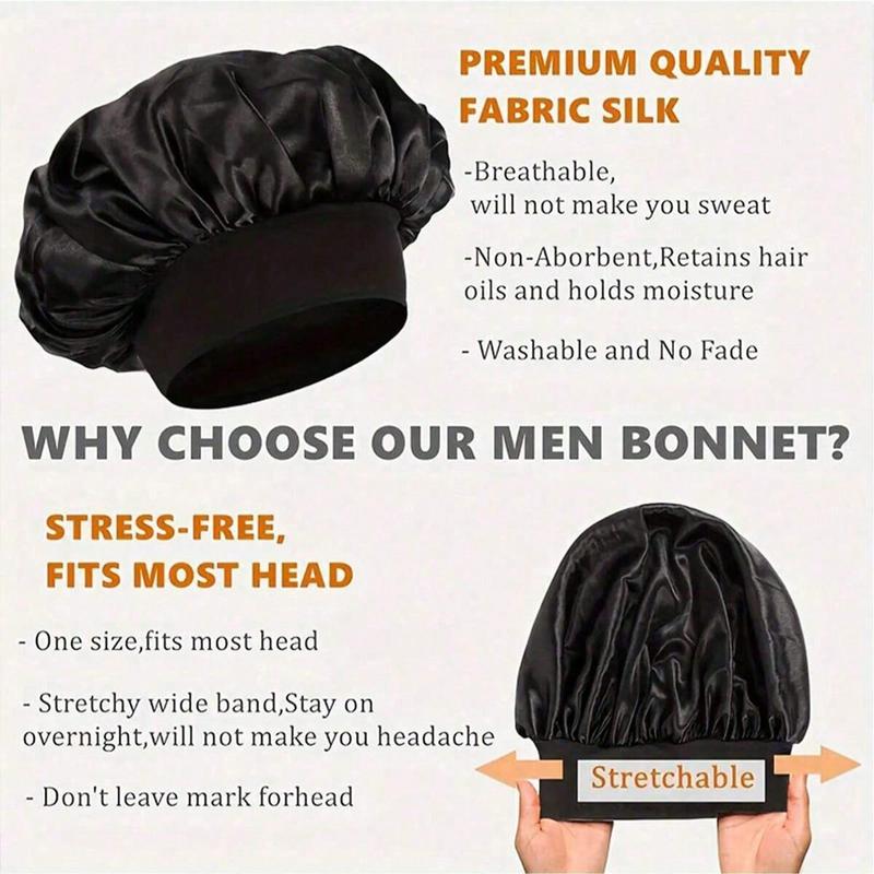 2pcs Women Solid Color Wide Brim Elastic Satin Soft Comfortable Breathable Everyday Hair Care Sleep Cap