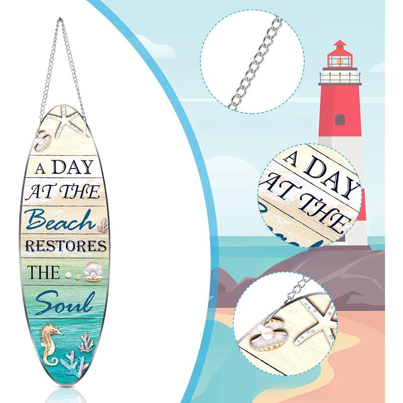 Surfboard Sign Decor Plaque Hanging Beach Decor for Wall and Door Decor, 4 x 12.6 Inch,2024 Housewarming gift Hangable Ornaments