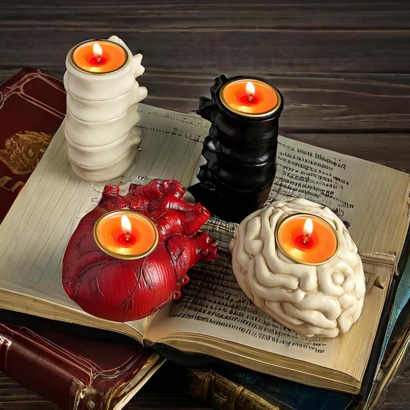 Heart & Brain & Spine Design Candle Holder, 1 Count Creative Candle Stand, Decorative Ornament for Home Living Room Bedroom