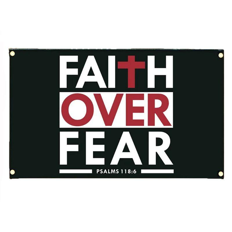 Faith Over Fear Bible Scripture Verse Christian 3x5Ft Tapestry for Wall Hanging Man Cave College Dorm Room Decor Outdoor Banner with 4 Brass Grommets