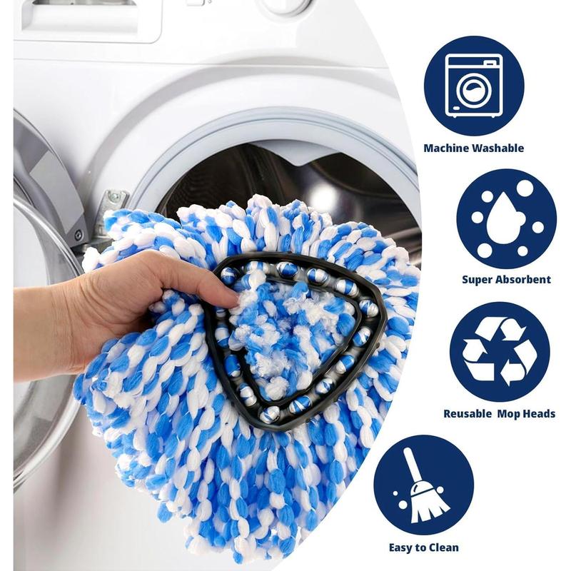 Spin Mop Replacement Head, 3 count Mop Head Replacement Compatible for Ocedar RinseClean 2-Tank System, Microfiber, Machine Washable, Easy to Replace and Deep Cleaning (NOT for 1-Tank System)