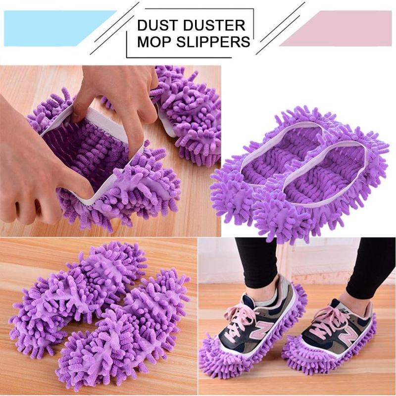 3 Pairs 6 PCS Mop Slippers for Floor Cleaning Supplies Microfiber Mopping Slippers Washable Reusable Mop Socks Mop Shoes Microfiber Foot Socks