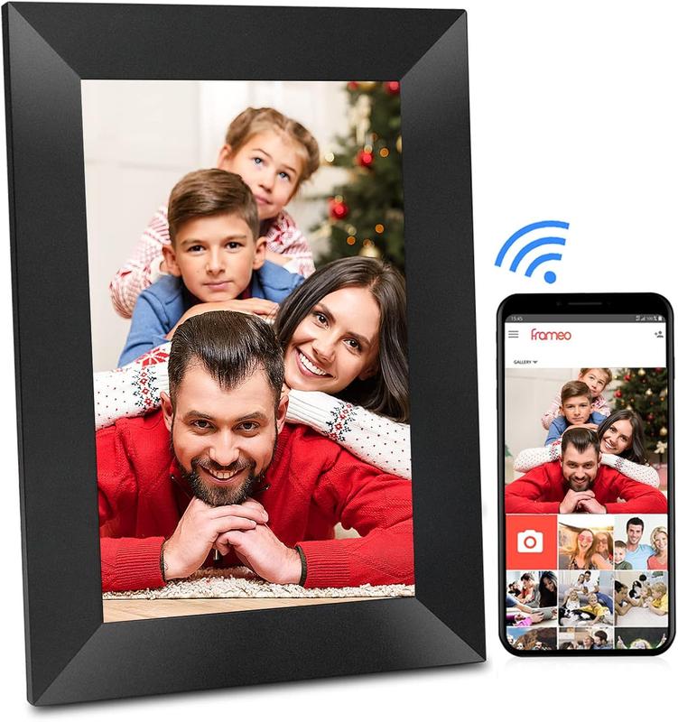 Frameo Digital Picture Frame WiFi Digital Photo Frame, 10.1 inch IPS Screen, Built-in 16GB Storage, Send Pictures and Videos to Digital Frame via Free APP from Anywhere (Black)