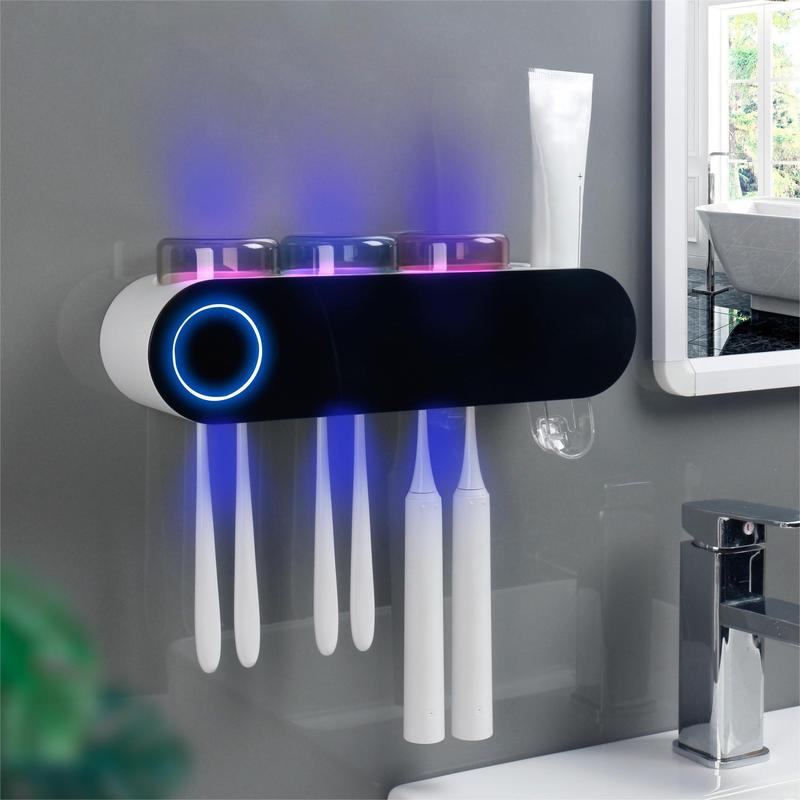 Bathroom toothbrush holder, holder smart home, wall mounted, with toothpaste dispenser Light