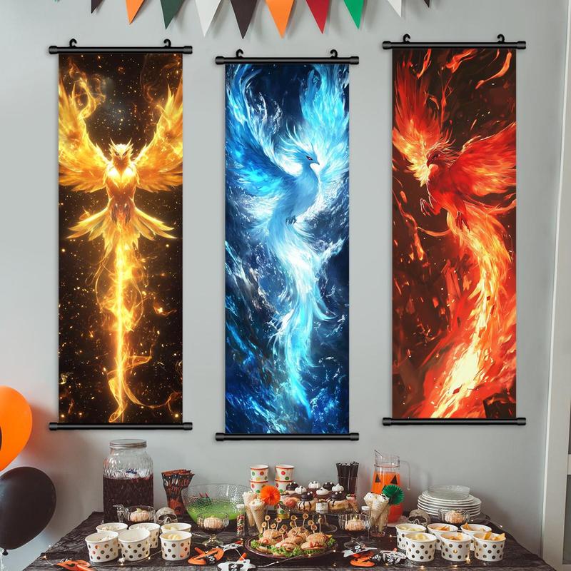 Creative Phoenix Pattern Wall Tapestry, 3 Counts set Modern Art Wall Decor, Wall Hanging Decor for Home Living Room Bedroom