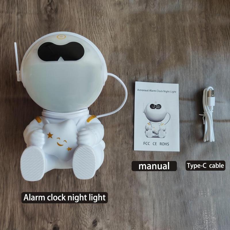 Astronaut Design Alarm Clock, USB Rechargeable Sunrise Simulation Alarm Clock with Wireless Speaker, Night Light, Gift