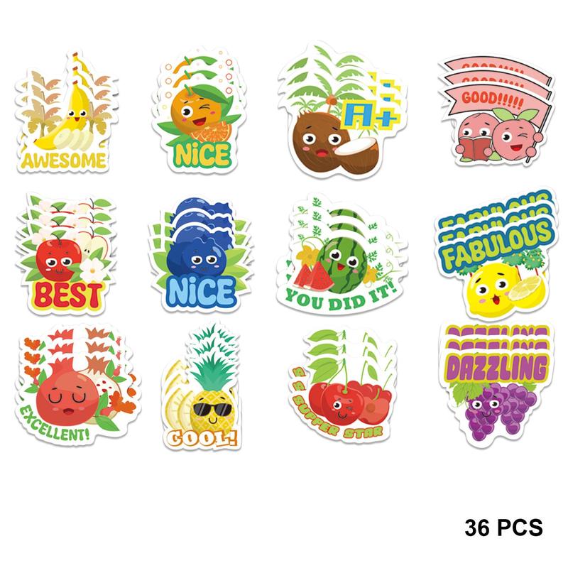 Fruit Pattern Scratch Sticker, 36pcs set Cute Creative Fun Fruit Sticker, Decorative Sticker for Classroom Home School